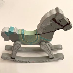 1989 Small Hand Painted Ceramic Rocking Horse With "Z"